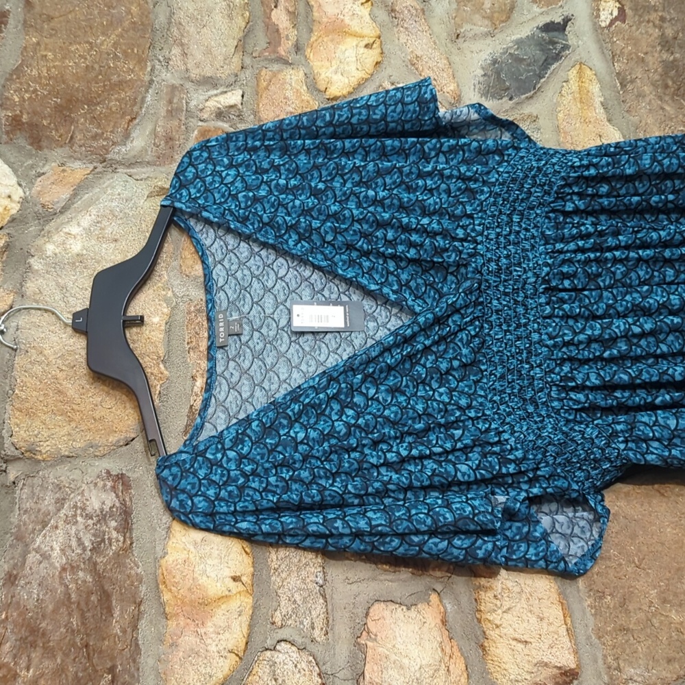 Torrid mesh smock waist coverup mermaid scale dress - Picture 5 of 11
